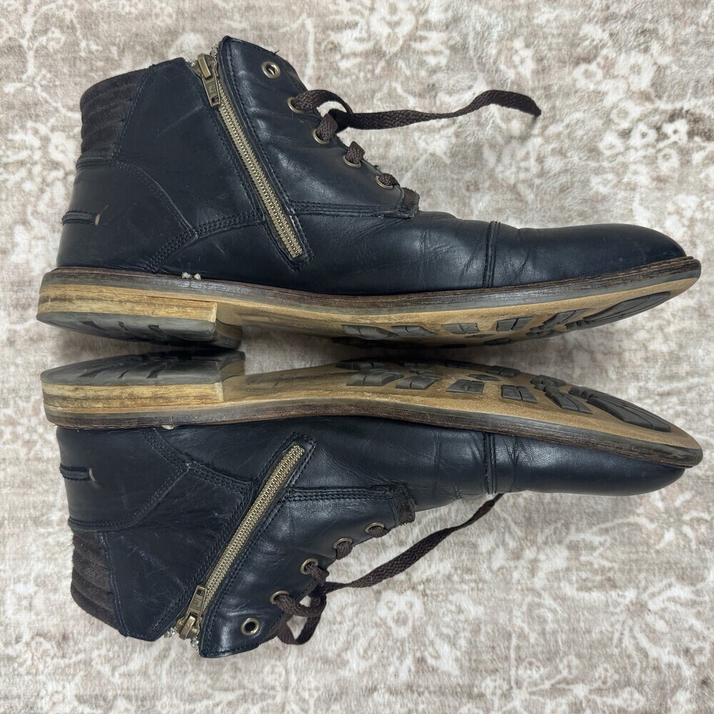 BULL BOXER Holten London Grunge Leather Zip Boots | Mens EU 45 US 12 Moto - Picture 4 of 14